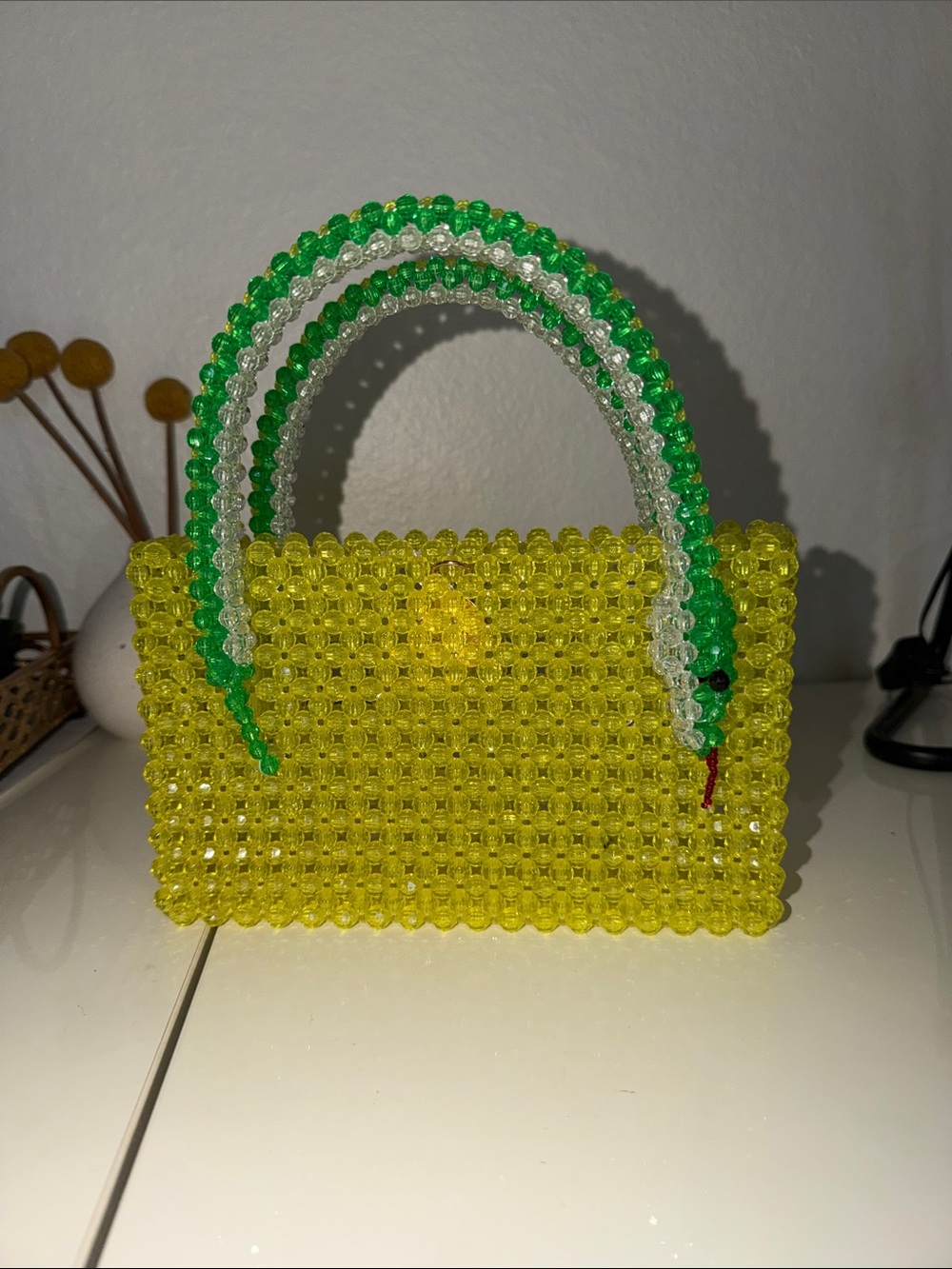 Yellow beaded snake bag susan Alexandra